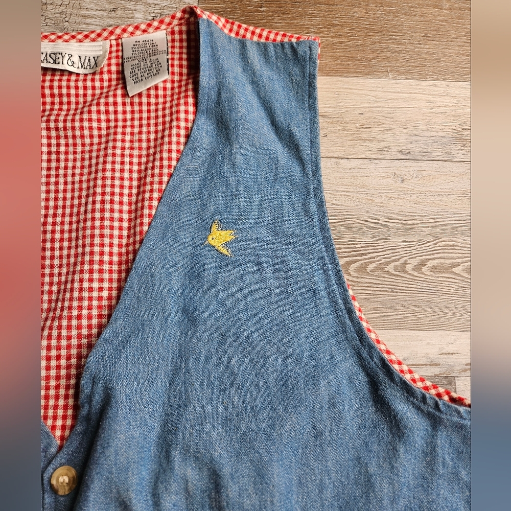 Casey & Max Vintage Women's Vest Size Large Cats In Garden Bird Bath Embroidery - Picture 3 of 14